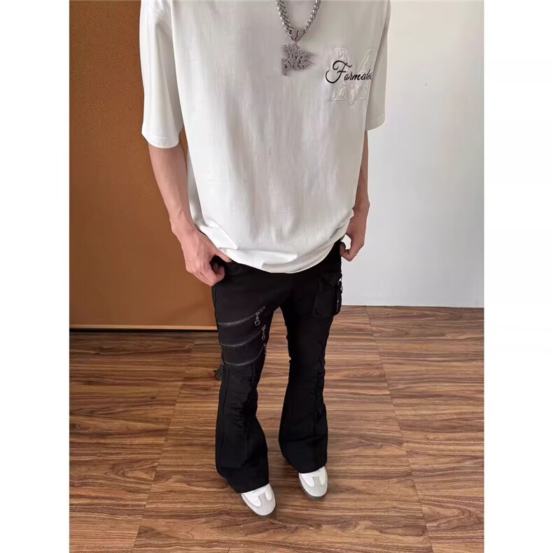 美式cleanfit直筒微喇牛仔裤男士高个子黑色修身裤子L84322-p58,男装牛仔裤,星座1008