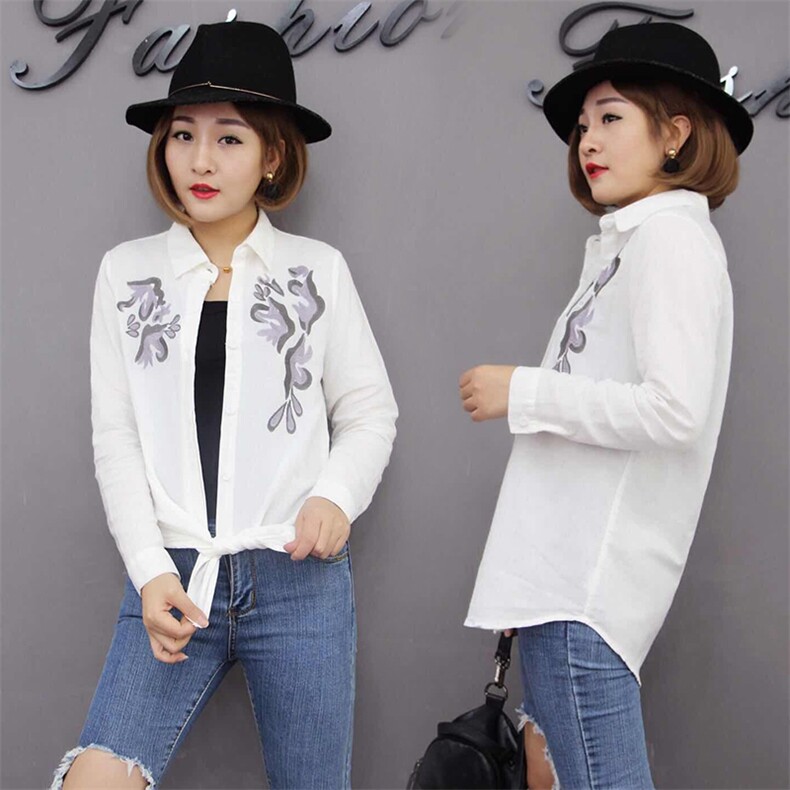 时尚气质优雅街头甜美韩版百搭印花中长款长袖2021年春季衬衫，女装衬衫，深水步