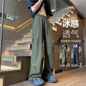 抖音品质夏季新款冰丝透气潮流宽松休闲裤B315-K24190-特p35控68图片