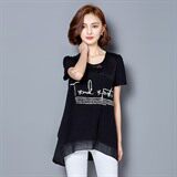 2021年夏季短袖套头圆领宽松显瘦韩版亮片T恤，女装T恤，安之芮娜
