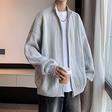 双拉链针织开衫男女韩版潮流宽松百搭帅2025秋冬ins毛衣MZ476-P55，男装针织衫/毛衣，星座412-3