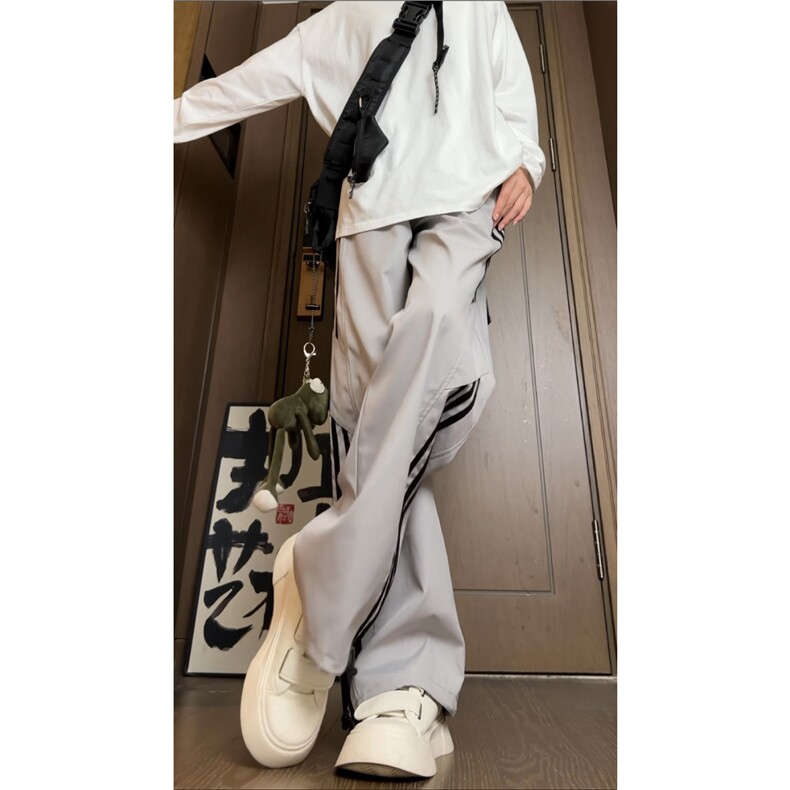 抖音品质秋季新款潮流条纹设计宽松冲锋裤B315-K24315-特p35控68,男装休闲裤,电商B315