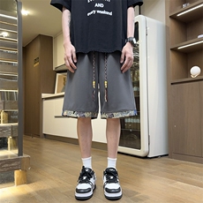 港风拼接休闲裤高街五分裤宽松直通短裤DK132P32，男装牛仔裤，星座1204-3