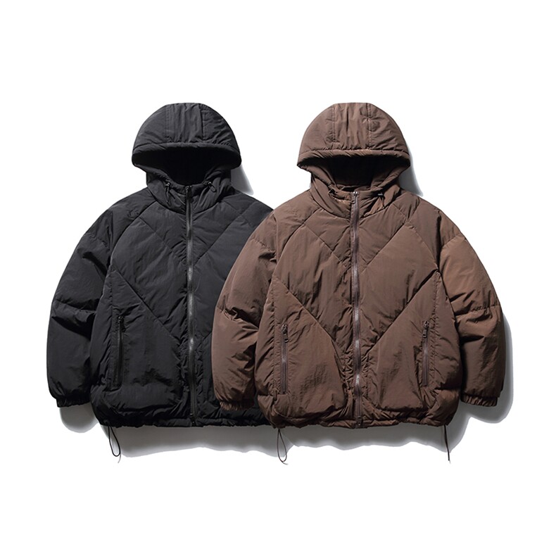南夏乔装2025冬季新款纯色辑格连帽羽绒服日系复古宽松保暖羽绒袄,男装羽绒服,电商S006（B521）