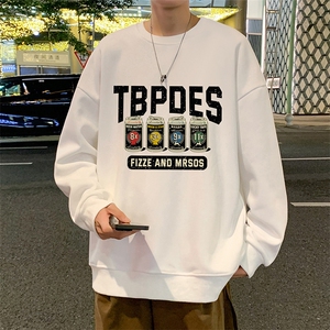W560圆领卫衣男春秋季2025新款潮牌宽松长袖上衣宽松大码,女式圆领卫衣搭配什么裤子好看图片