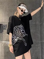 夏季新款重工烫钻潮牌潮流T恤，女装T恤，無限度