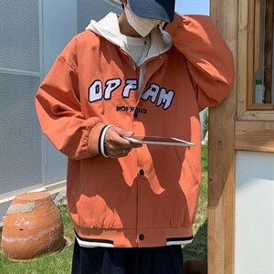 新款假两件连帽外套男士春秋ins中性韩版潮流百搭夹克WT8030-p65图片