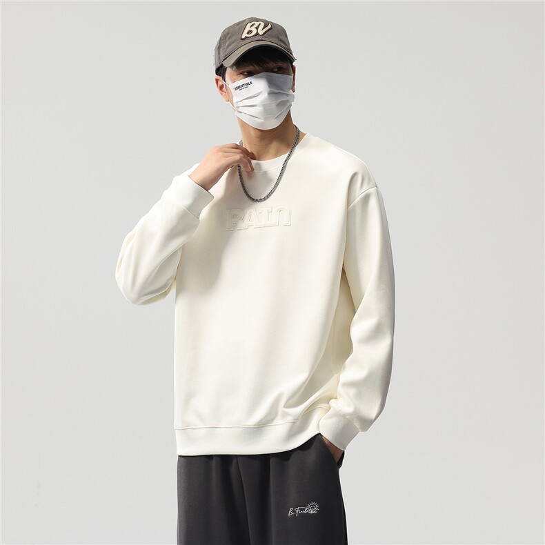 重磅卫衣男春秋新款美式复古宽松圆领长袖t恤套头外套2808-P42K79,男装T恤,电商D215