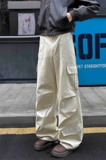 美式高街纯棉褶皱多口袋直筒显瘦休闲工装裤男K24091-特P55控108，男装工装外套，电商A001