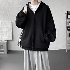 8XL-M500克重磅潮牌百搭卫衣男美式情侣连帽撞色休闲外套WY33P68，女装短外套，电商D206-1