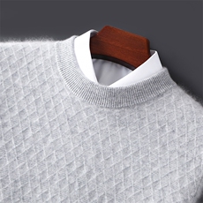 2025年秋季新款百搭男士12针网格圆领加厚保暖羊毛衫，男装羊毛衫，邓利维