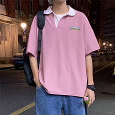 夏季韩版潮流宽松休闲POLO短袖港风翻领T恤PL6103P35控48，男装T恤，电商A268A