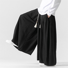 秋装新款大码风棉麻亚麻休闲阔腿裤日系直筒裤潮K262/P75，男装休闲裤，钱塘713