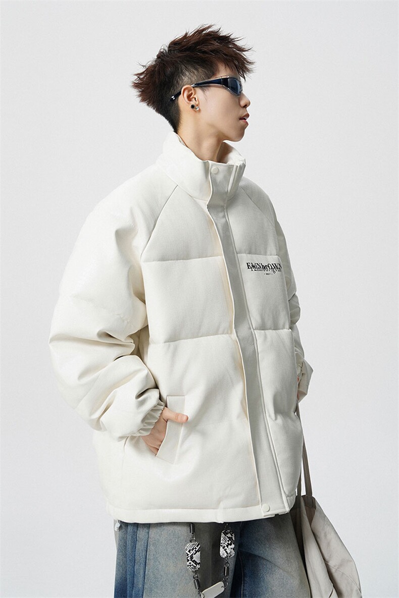 鳄鱼纹印花设计大码M-5XL手塞棉夹克PU皮棉服外套男8507P120控158,男装夹克,星座227-7