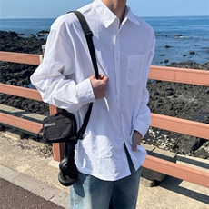 816B-CS007-P55春夏薄款高级感慵懒白衬衫，男装衬衫，星座816B