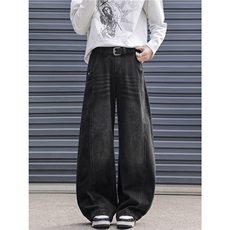 抖音品质美式潮流水洗拼接宽松阔腿牛仔裤B315-K25910-特p40控78，男装牛仔裤，电商B315