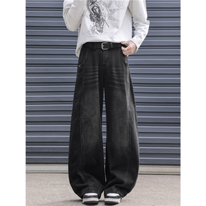 抖音品质美式潮流水洗拼接宽松阔腿牛仔裤B315-K25910-特p40控78图片