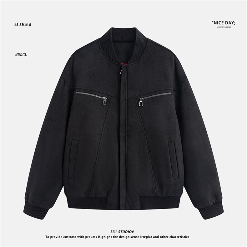 平铺~冬季麂皮绒棒球服棉衣外套E092/P128,男装棉衣,电商B331