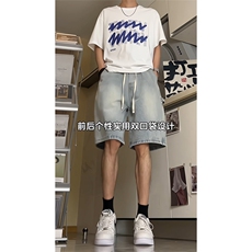 美式高街工装牛仔短裤A451特P35控55，男装牛仔裤，电商A309