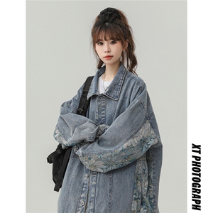 1刺绣牛仔大码M-5X面料:75%棉%聚酯纤维夹克女LNZ77065P95控128图片