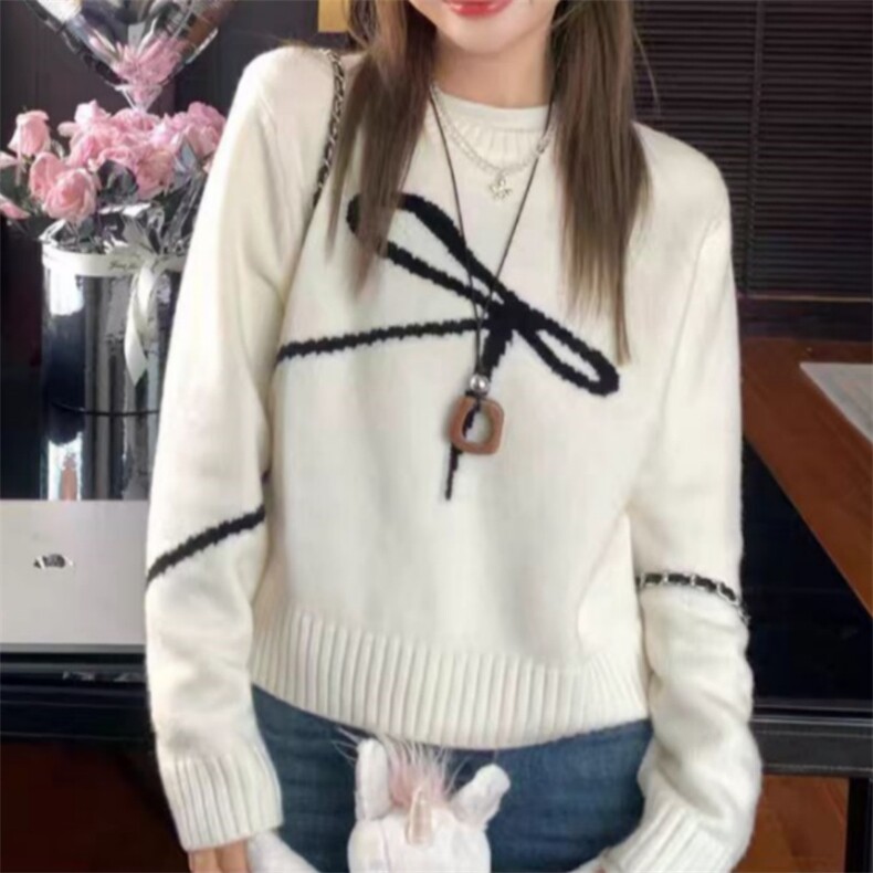 2025年秋季新款纯色圆领针织套头上衣时尚百搭，女装针织衫/毛衣，旭驰羊绒