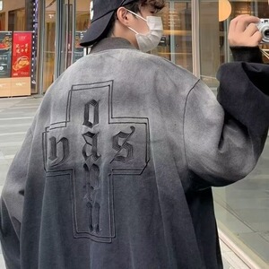 J3315-P67春秋季新款复古牛仔外套男生青少年美式棒球服学生,aj怎么搭配男秋季图片