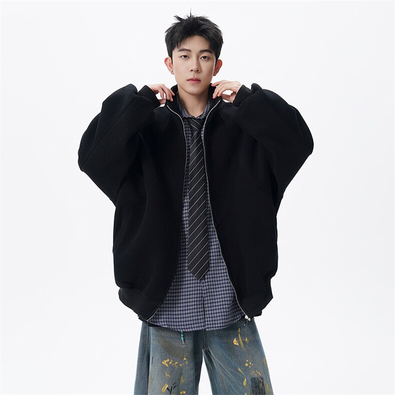 重磅420克立领卫衣男开衫外套W066特P50，女装短外套，电商A073