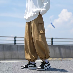 秋季新款日系宽松束脚休闲裤美式潮牌ins直筒工装裤男 K4547-P40图片