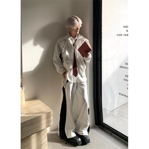 WE1635-P100 春装明线休闲帅气套装男一身搭配立领夹克阔腿裤图片