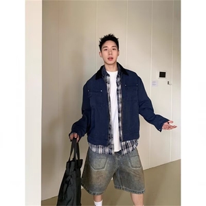 美式复古重工翻领机能飞行服夹克男女潮流情侣工装外套W6839-P76图片