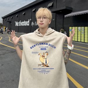 麂皮绒连帽背心坎肩男T恤美式港风JLB453-P30控48图片