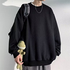 华夫格美式重磅2025卫衣男圆领秋冬宽松青少年上衣长袖打底衫，男装卫衣，星座506A