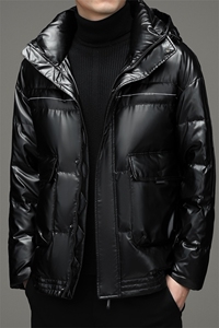21冬装连帽宽松纯色羽绒服男士休闲保暖外套90%白鸭绒ZG2941-P270图片