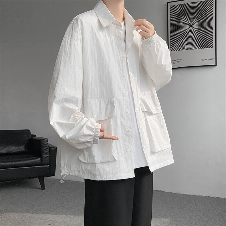 8XL-M春夏廓形衬衫防晒外套特大码多口袋复古慵懒衬衣JK5203/P50图片