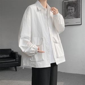 8XL-M春夏廓形衬衫防晒外套特大码多口袋复古慵懒衬衣JK5203/P50图片