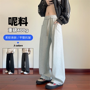 美式拼接侧边口袋高克重400g毛呢大码休闲裤男K24007-特P40控78图片
