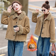 高质感羊羔毛皮毛一体冬季新款外套，女装套装/套裙，伊航服饰
