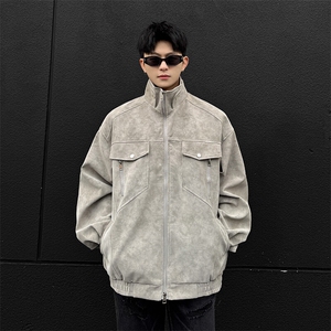 现货  灰色男士皮夹克机车情侣皮衣外套 JK306 P80图片