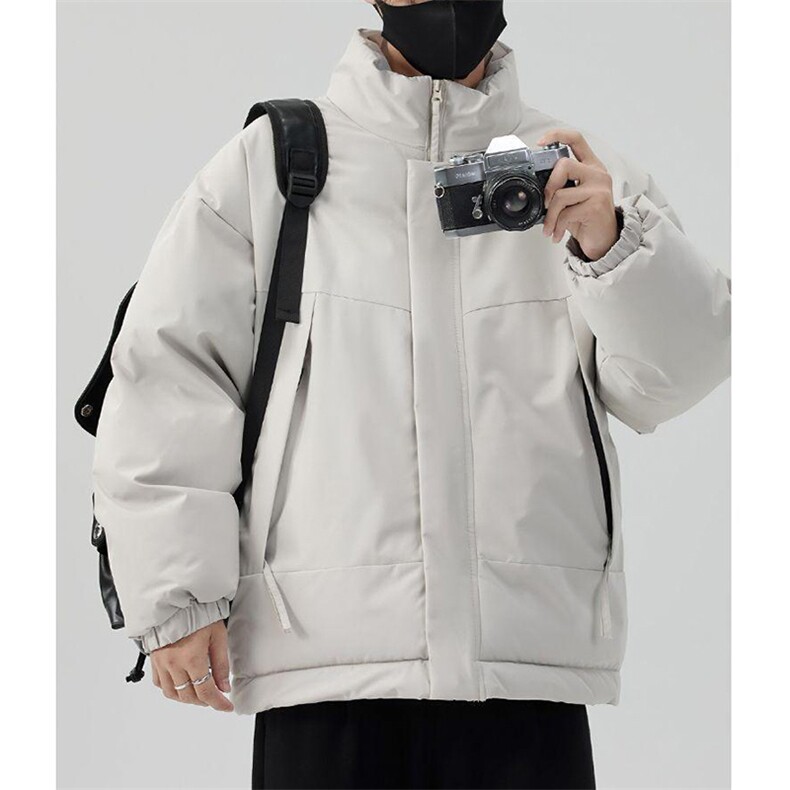 现货美式高街休闲夹克冬季立领纯色三防户外工装加厚棉服外套,男装夹克,电商A486