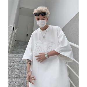 纯棉钢印T恤XY5519-TP25 控价39 男士夏季钢印痞帅潮牌宽松T恤衫图片