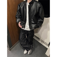 （网图现货）潮流垫肩百搭皮衣短款夹克外套1209-1-JK20-P70，男装夹克，星座1209-1