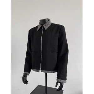 网图 小香风夹克男复古拼接老钱风西装外套 W2588-P75图片