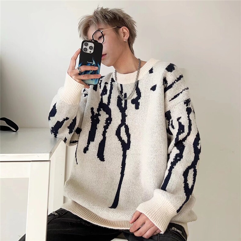 美式圆领毛衣男慵懒风休闲针织衫AM008P40,男装针织衫/毛衣,星座1116-2