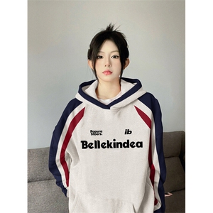 抖音得物供货 提供视频秋冬重磅美式宽松接拼连帽卫衣32209图片