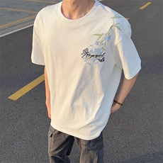 万针全刺绣解构设计260克重磅双纱纯棉高品质美式高街短袖T恤特35，男装T恤，电商A486