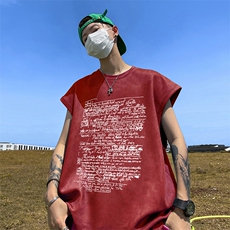 量大优供视频得物直播品220克夏季麂皮绒背心无袖T恤BJ195，男装T恤，电商A486