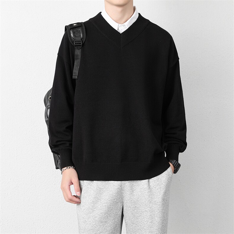 1506/QM030/P51宽松V领针织衫韩系慵懒风打底衫毛线衣鸡心领,男装T恤,星座1506