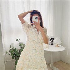 设计师品牌印花连衣裙，女装连衣裙，PURE