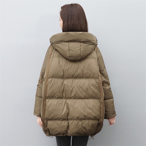 叶笙衣6266宽松连帽抽绳拼接羽绒服图片