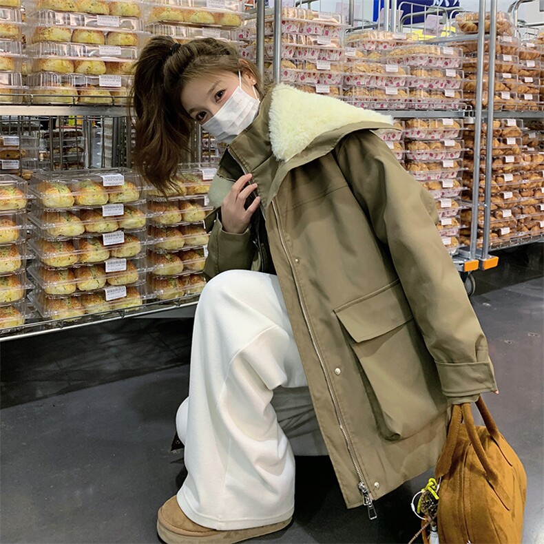 【现货】双拉链撞色羊羔毛领羽绒派克服b2-206-26282-p315k473,女装羽绒服,浙宝220
